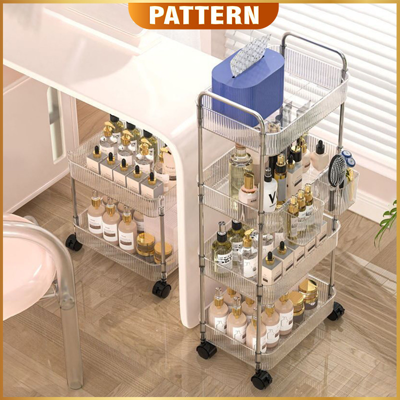 PATTERN 3 Tier Acrylic Trolley Transparent Trolley Kitchen Rack With ...