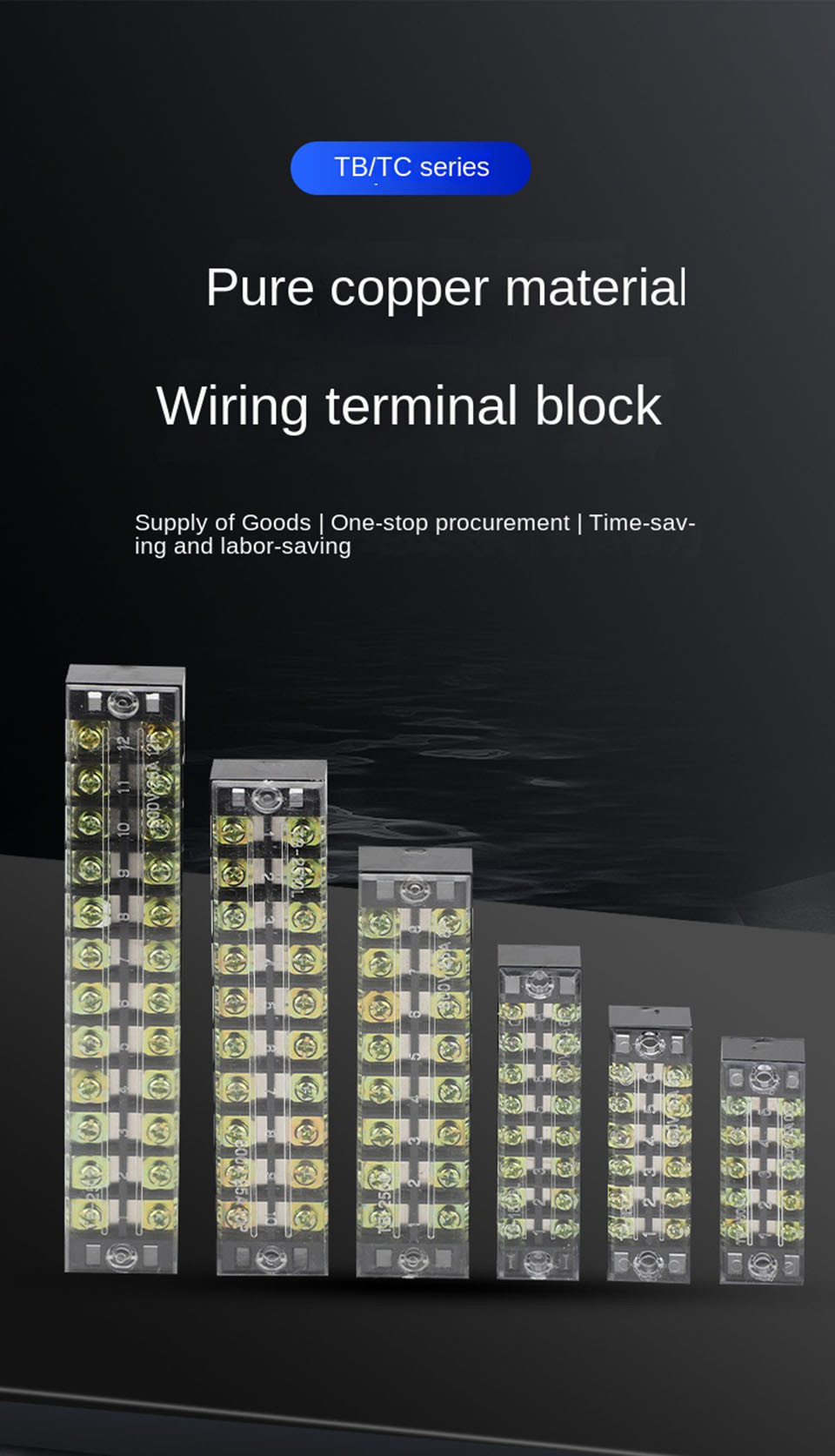 Dual Row Barrier Screw Terminal Block TB-1506/3/4/10/12Positions 600V ...