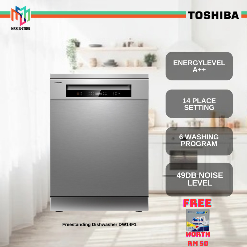 Toshiba DW14F1 Free Standing Dishwasher 14 Place Setting Max 6