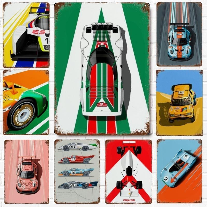 Vintage F1 Racing Poster Sports Car 24 Heures Du Mans Motorsport Metal ...
