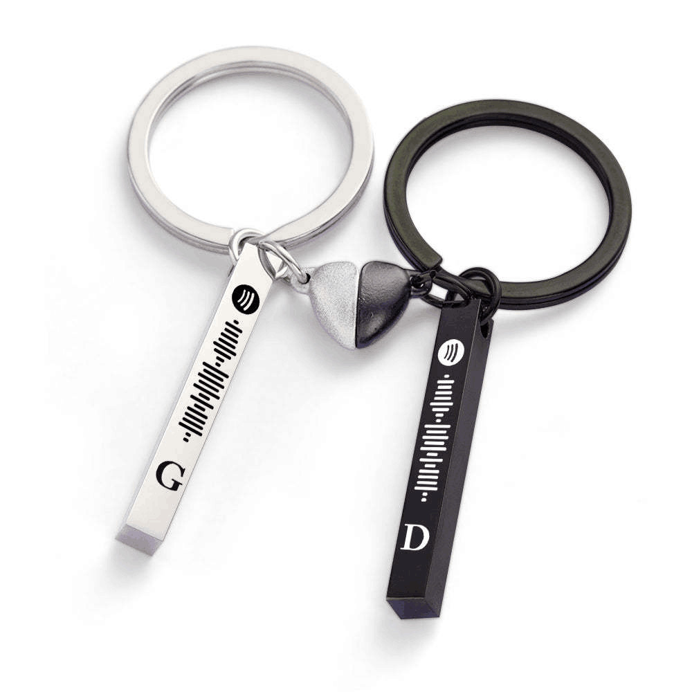 New Custom Spotify Code Couple Magnetic Suction Heart Keychain ...