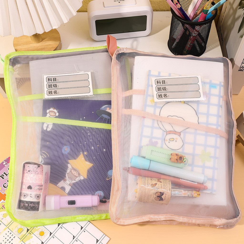 L-Type Double Zipper Large Capacity Books Homework Organizer A4 ...