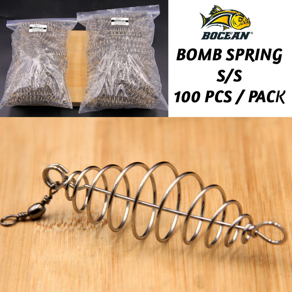 BOCEAN FISHING BOMB SPRING S/S 100PCS/PKT Dedak Spring Pancing Perambut ...