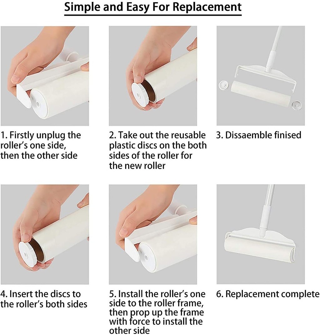 124CM Sticky Lint Roller With Cover Long Sticky Roller Mop Dust Sticky ...