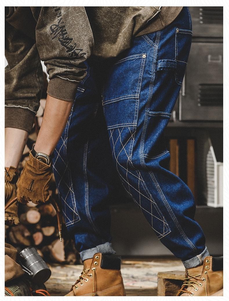 Men's American Workwear Jeans Retro Autumn and Winter New Loose Open ...