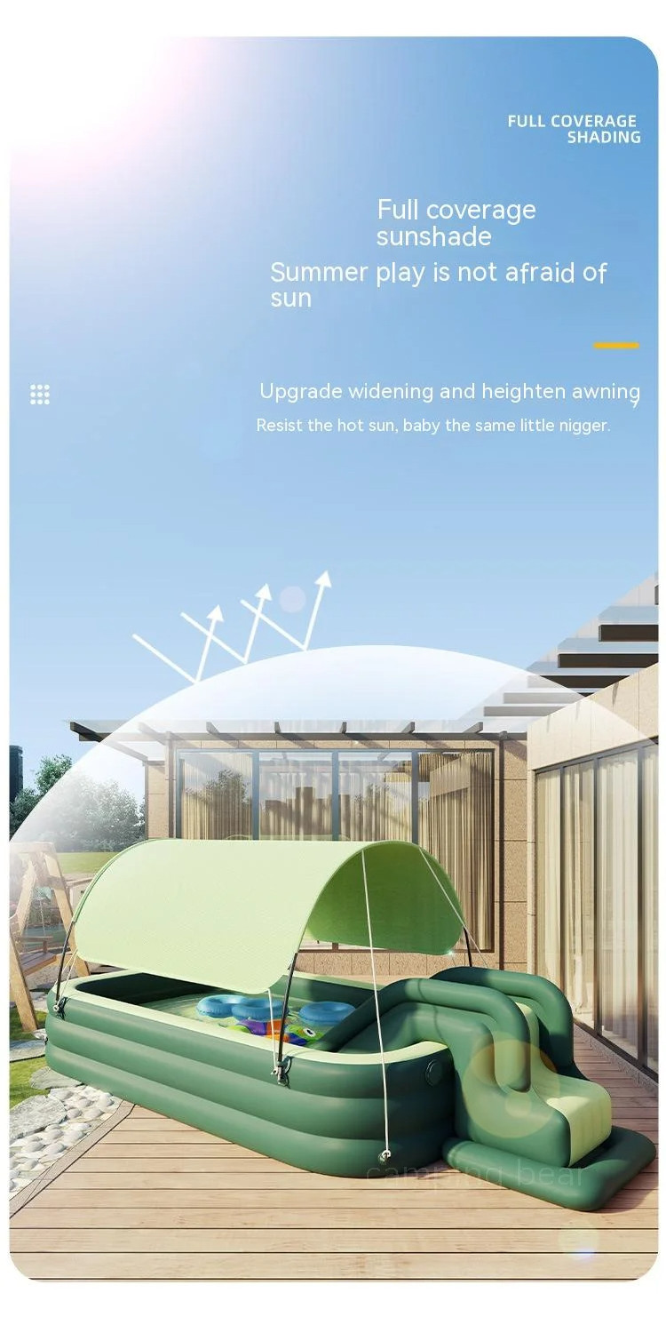 Inflatable Swimming Pool Thick Sunshade Shed Slide Swimming Pool ...