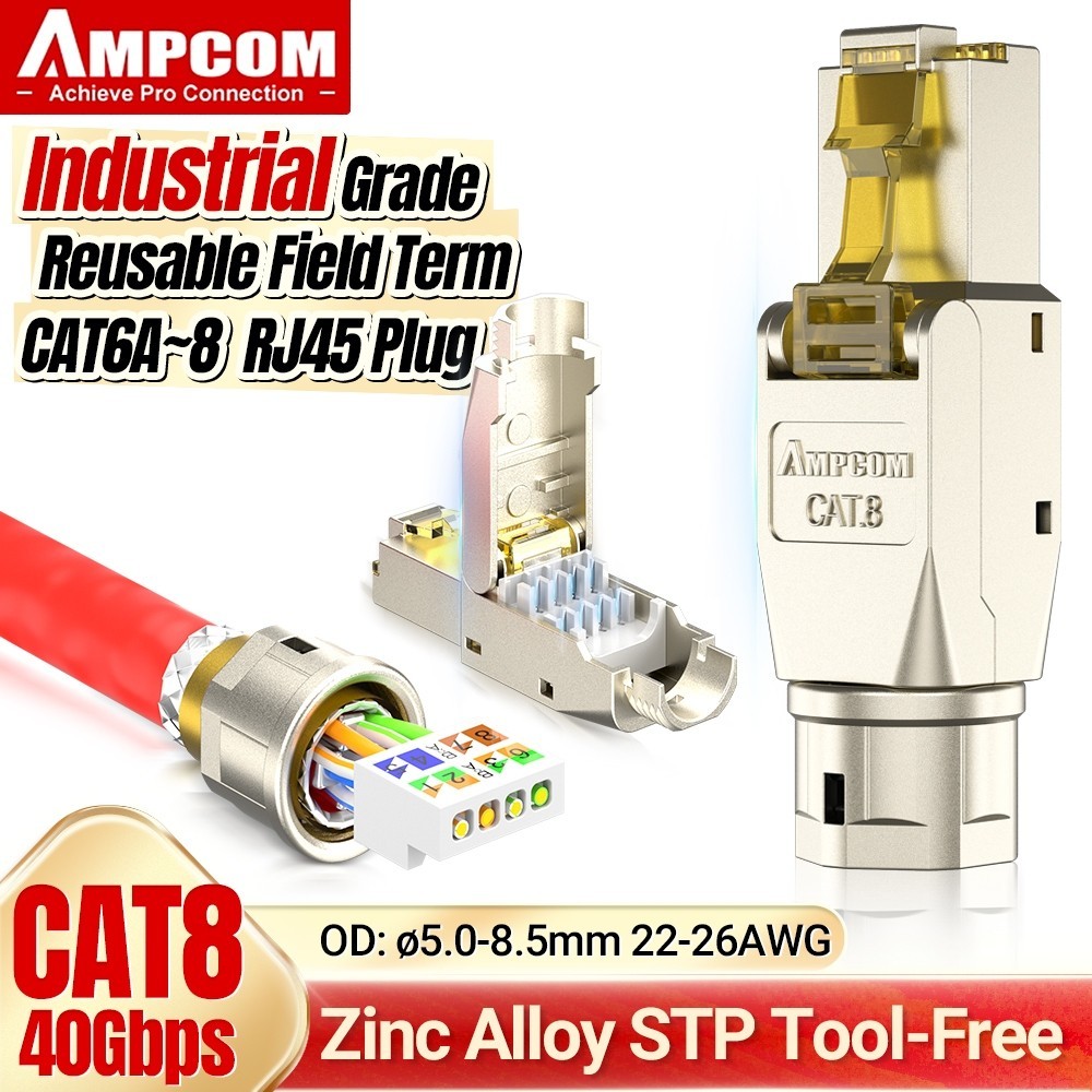 Ampcom Toolless Rj Connector Cat Cat Cat A Tool Free Reusable