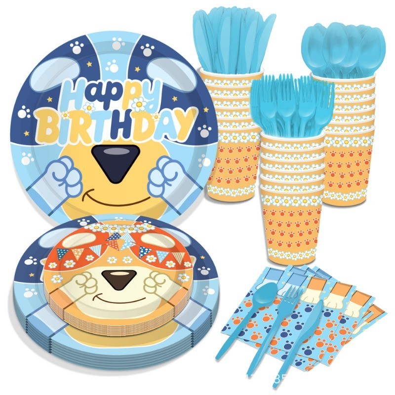 2024 Cute Bluey Cartoon Children's Festival New Tableware Blue Masked ...