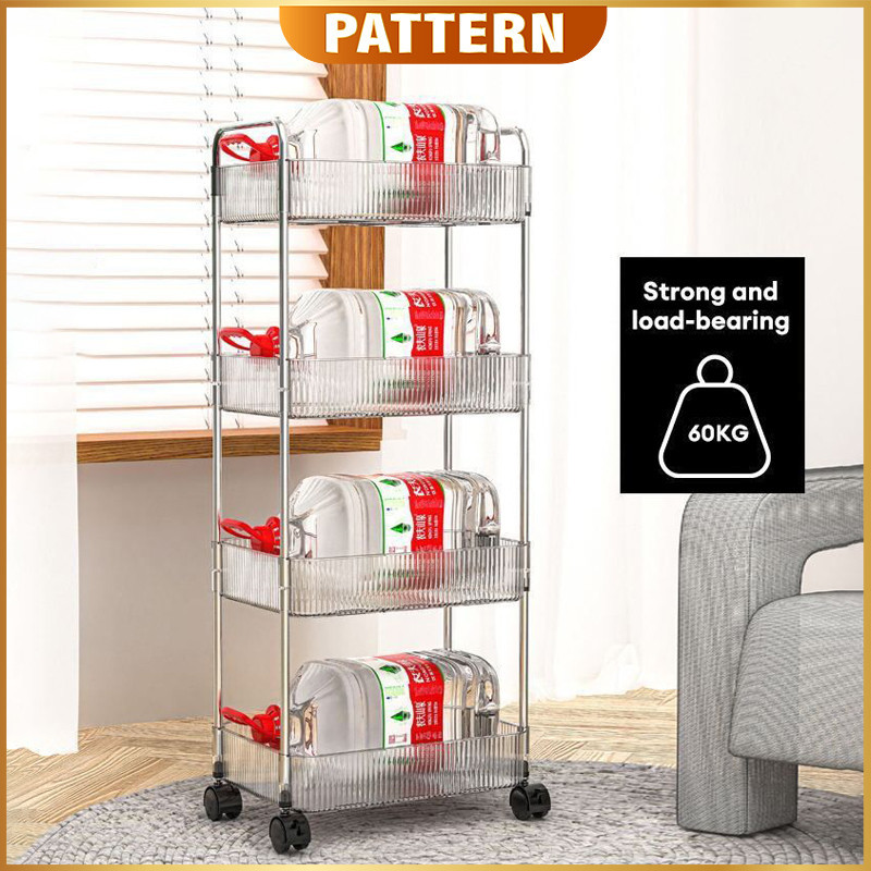 PATTERN 3 Tier Acrylic Trolley Transparent Trolley Kitchen Rack With ...
