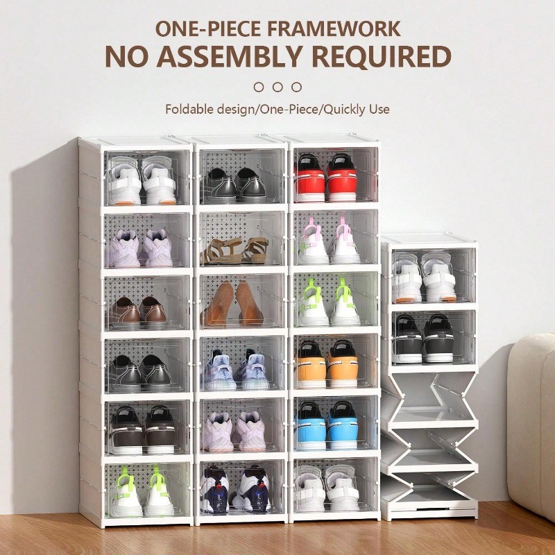 Simple Shoe Rack Stackable Storage Shoe Cabinet With Clear Door Plastic ...