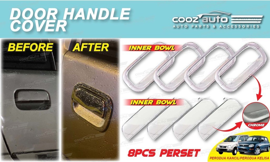 Perodua Kelisa Kancil Car Door Handle Bowl Trim Cover Chrome Protector