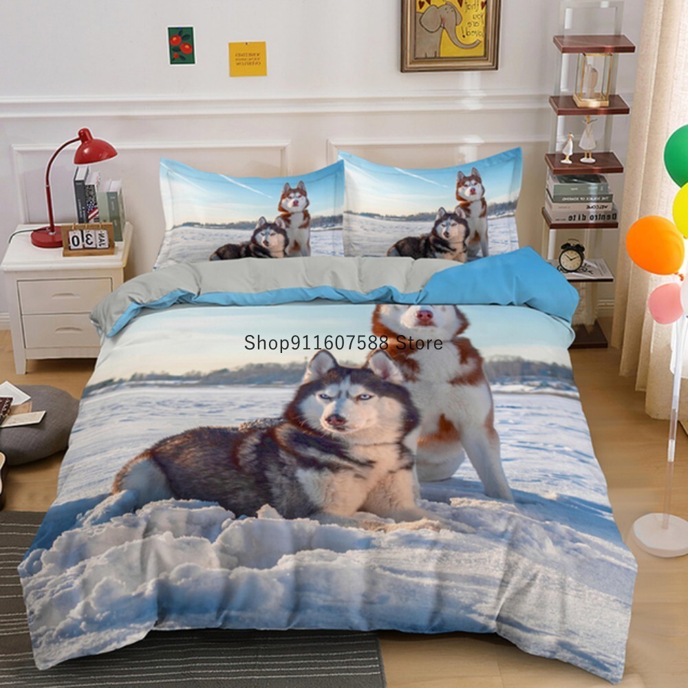 Animal Dog Husky Duvet Cover Adults Kids Textile Cute Bedclothes 2 3 