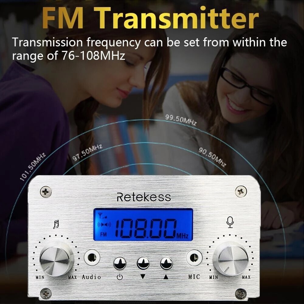 RETEKESS TR501 Transmitter Long Range Low-Power Stereo PLL FM Broadcast ...