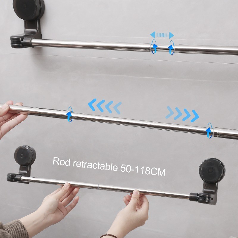 Convenient Adjustable Bathroom Telescopic Rod Towel Shelf- Kitchen ...