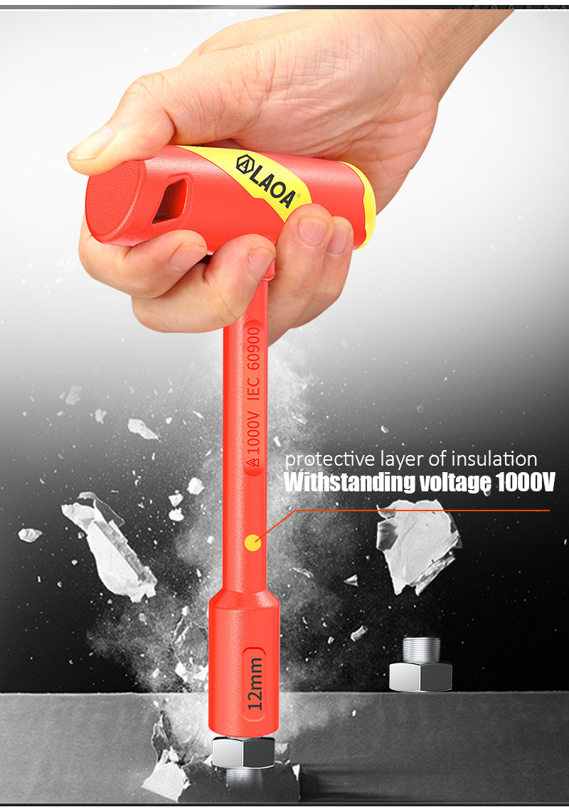 LAOA VDE T-shape Socket Wrench CR-V 4-14mm Hex Key 58HRC Insulated ...