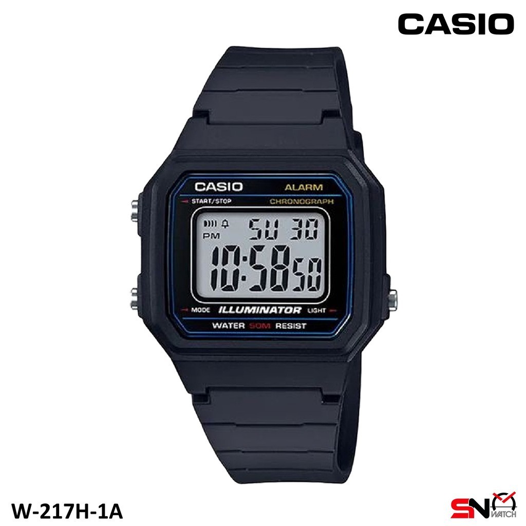 Casio W-217H W-217HM Fashion Digital Black Resin Band Unisex