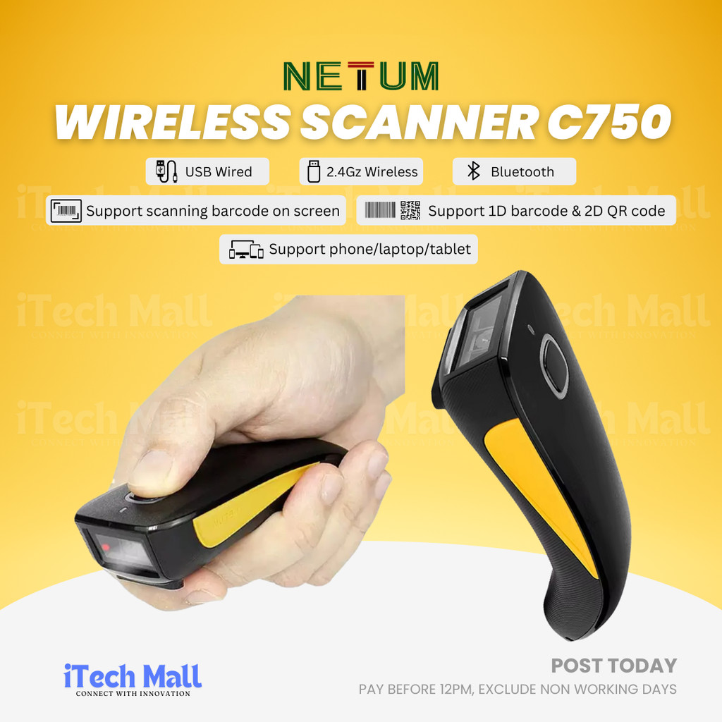 NETUM C750 Wireless Barcode Scanner 1D 2D QR Code Bluetooth 2.4G USB ...