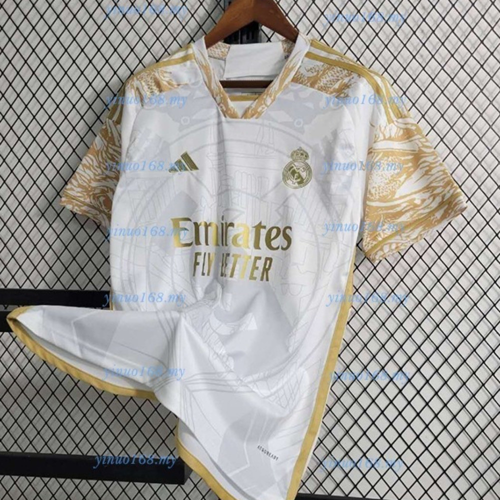 White Golden Dragon Football Trendy Sports Jersey 2024 Summer New