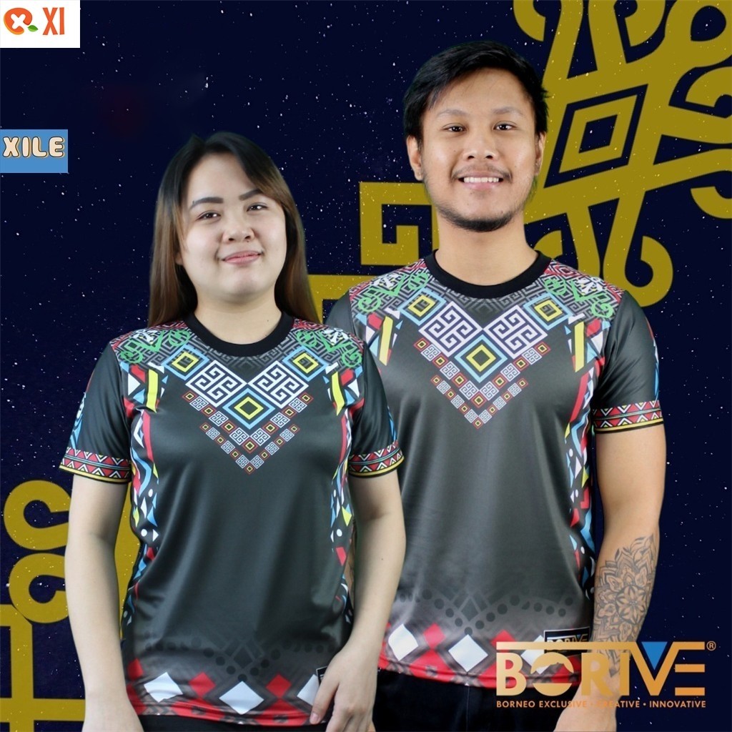 xile9 Baju Batik Jersey Traditional Etnik Sabah Sarawak- Round Neck ...