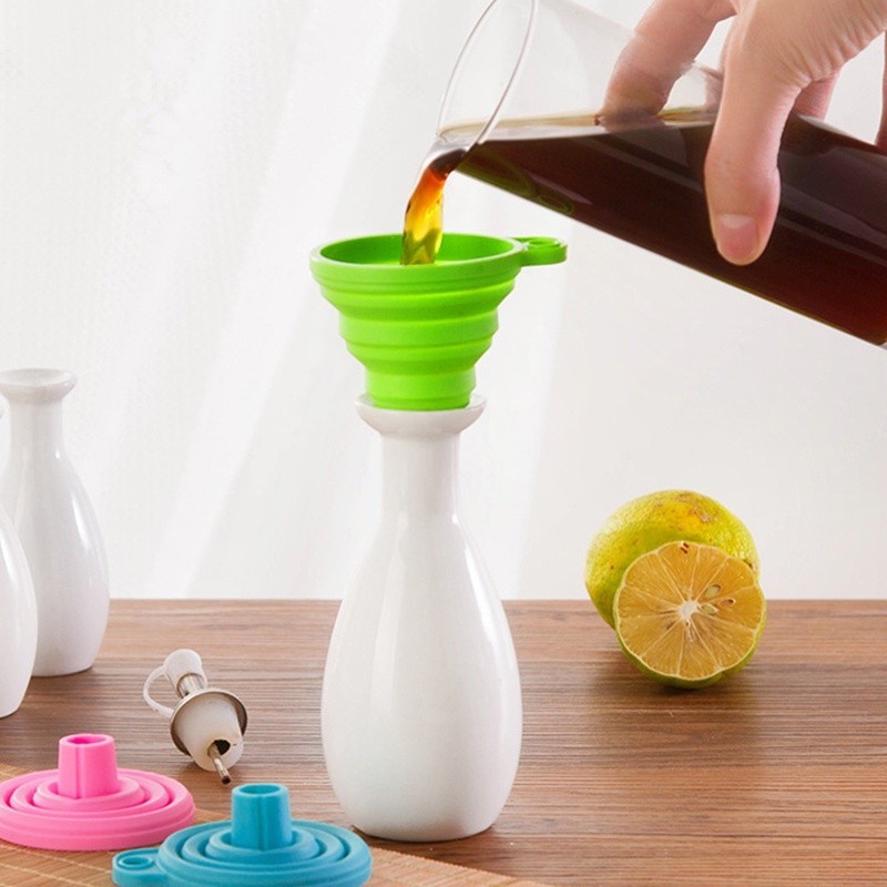 Foldable Multi-function Funnel Silicone Kitchen Funnel Safe Hopper 硅胶漏斗 ...
