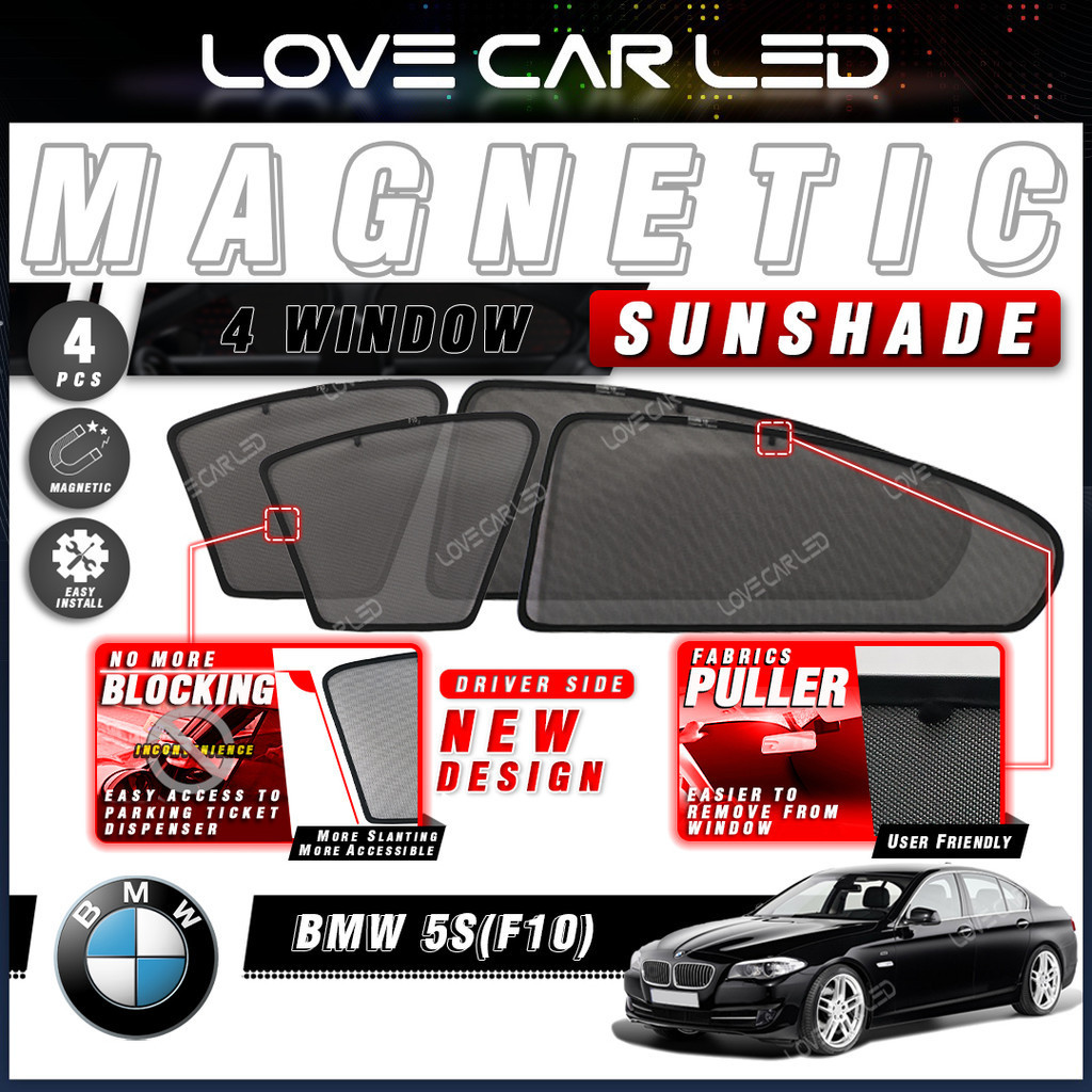 4Pcs BMW 5Seris F10 Magnetic Sunshade Curve Window Shape Window Shield ...