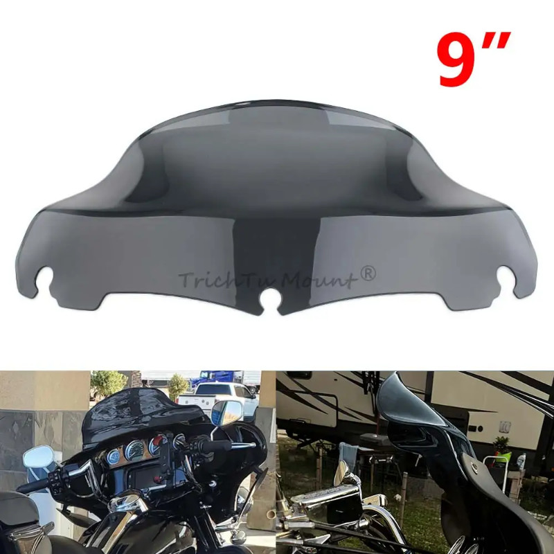 thumbnail image 2 of Trichtu Mount 9 Inch Black Wave Windshield For Harley Touring Electra Street Glide 2014+ 2 of 3