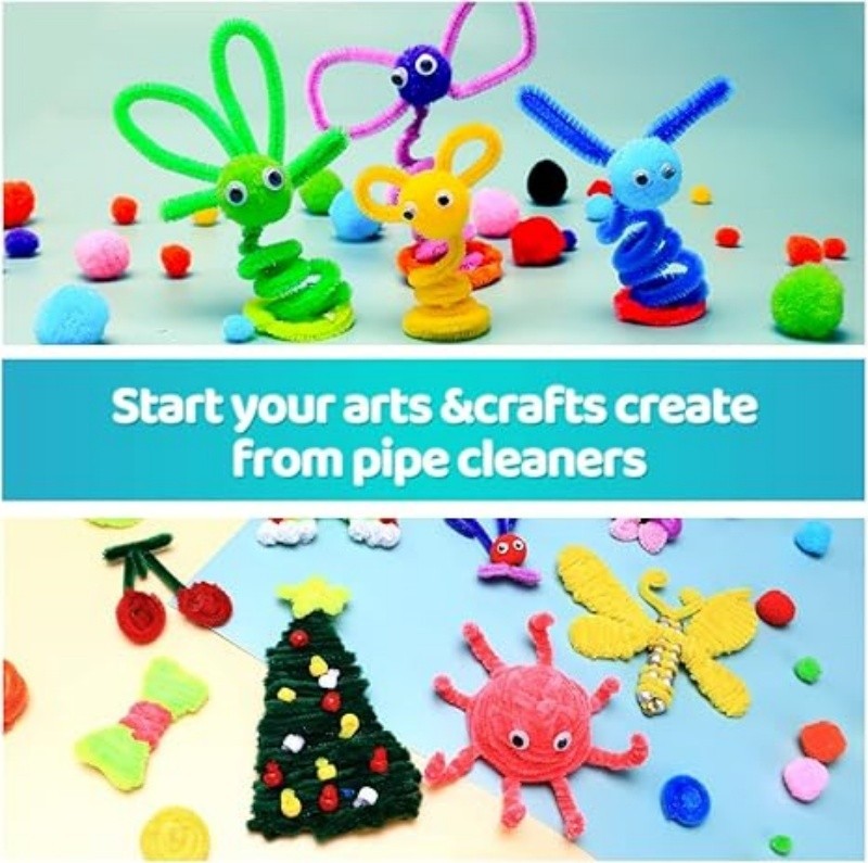 100PCS CHENILLE STEMS Colorful Pipe Cleaners Colour Art Craft Kait DIY ...