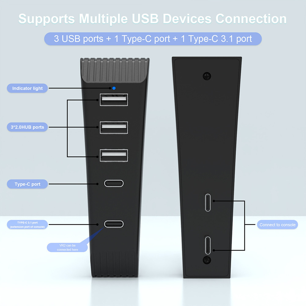 5 Ports USB Hub High-Speed Extra USB Port Extender 3 USB & 1 Type C ...