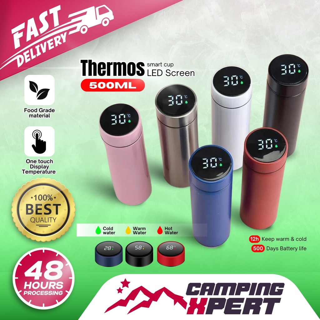 Thermos Flask with LED 500ML Display Screen Temperature Sensor 304 ...