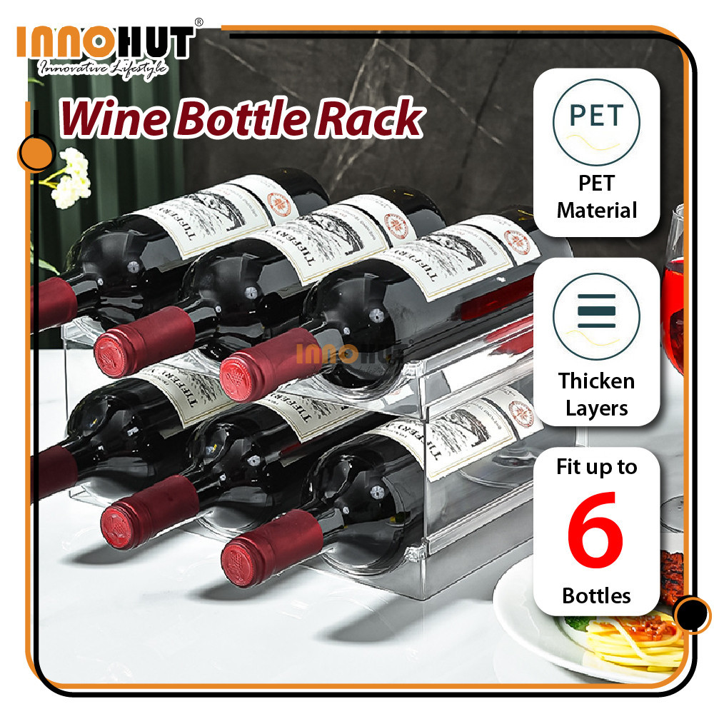 [6 Slots] Innohut Stackable Wine Rack Champagne Holder Beer Bottle ...