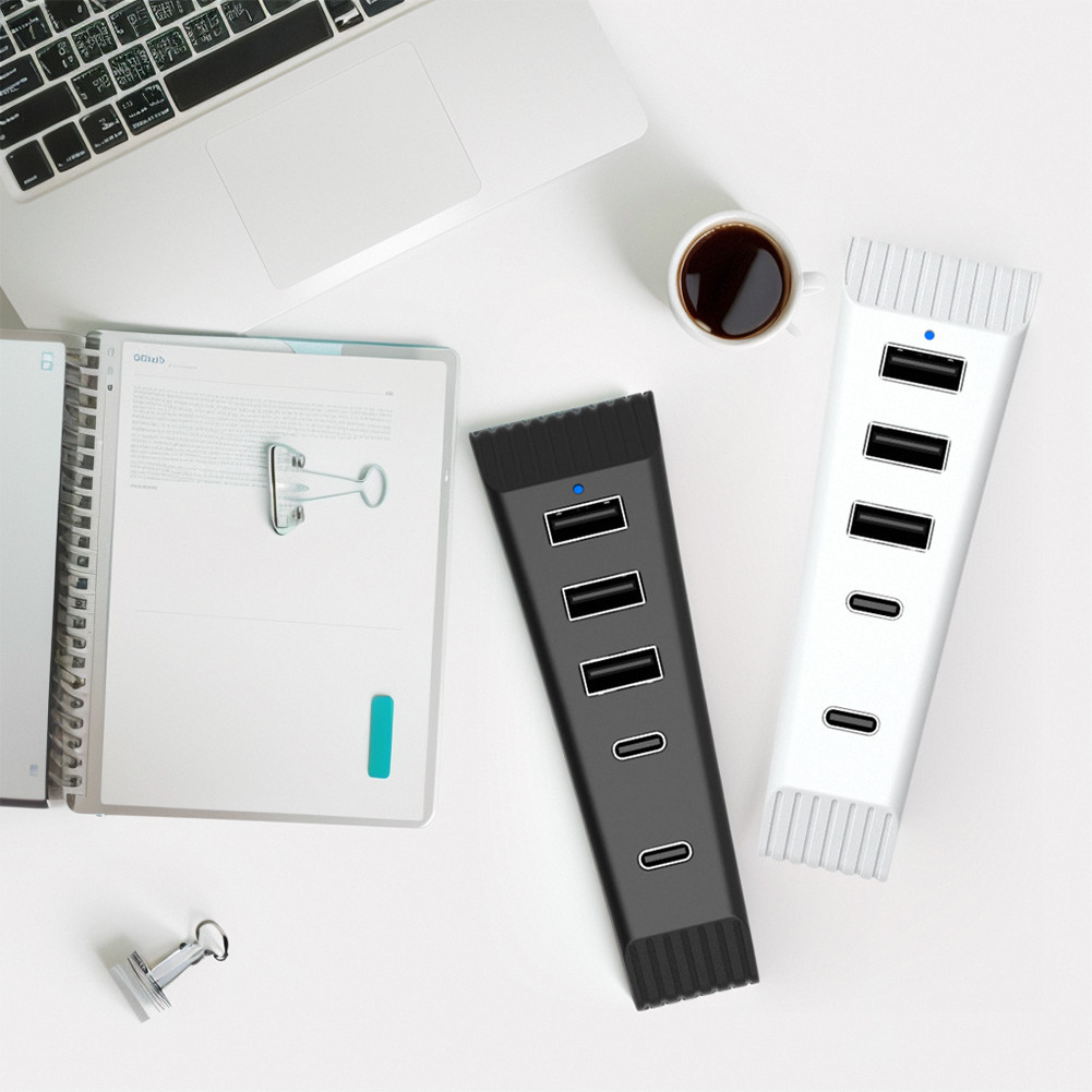 5 Ports USB Hub High-Speed Extra USB Port Extender 3 USB & 1 Type C ...