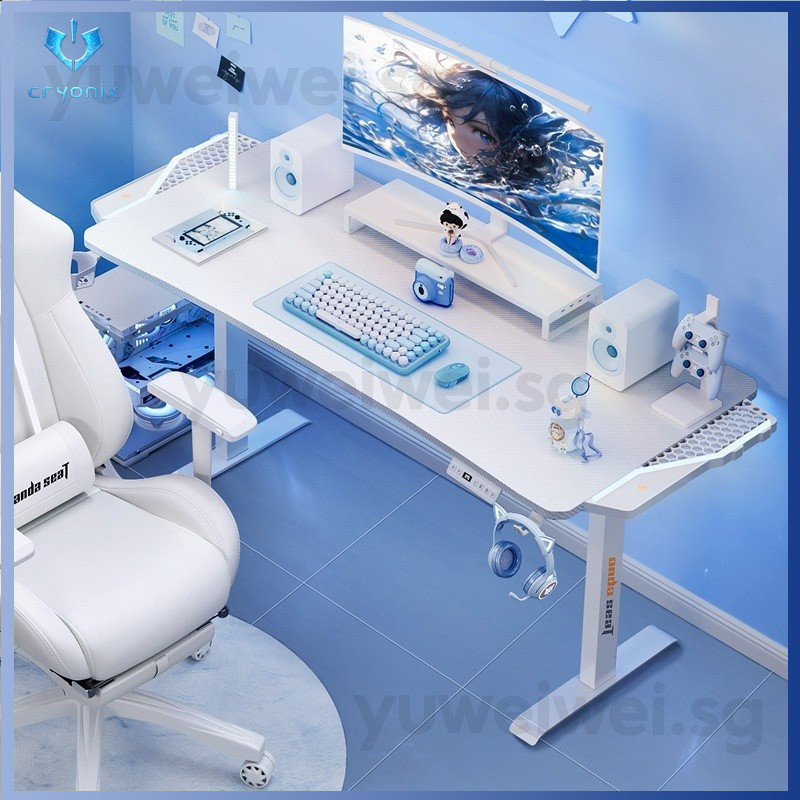 Electric Lift Study Table White Computer Table Computer Desk | Shopee ...