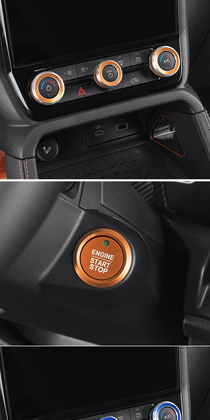 Car Stainless steel Air Conditioning volume control Knob For Ford ...