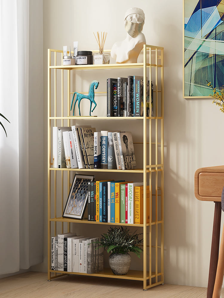 Iron Bookshelf Floor-to-ceiling Living Room Integrated Wall-mounted ...