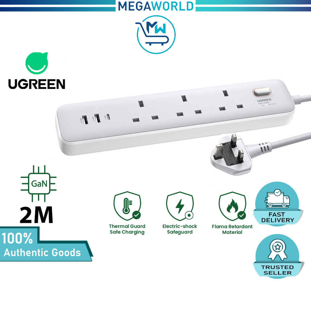 UGREEN 6-in-1 Charger 30W Power Strip DigiNest Cube GaN Extension Lead ...
