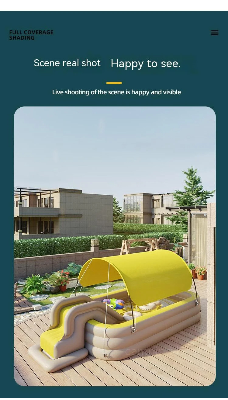 Inflatable Swimming Pool Thick Sunshade Shed Slide Swimming Pool ...