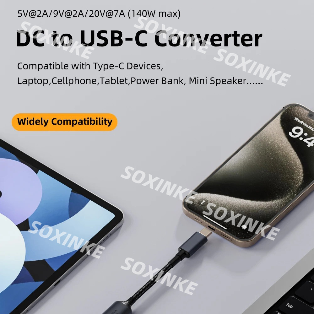 Câble D'alimentation USB-C Vers DC 7.4x5.0mm Mâle - Pour Chargeur PD, Marque JORINDO, UK