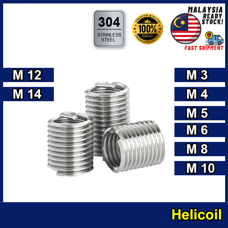 Helicoil | M3 M4 M5 M6 M8 M10 M12 | 304 Stainless Steel | Thread Insert ...