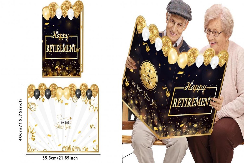 [TY] Giant Retirement Card Retirement Ribbons Decor Sparkling Happy ...