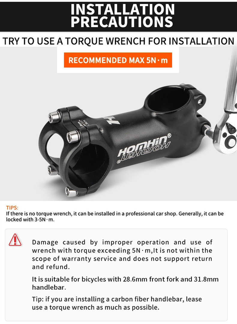 Homhin MTB Bicycle Handlebar Stem 7 Degree 17 Degree Aluminum Mtb Stem ...