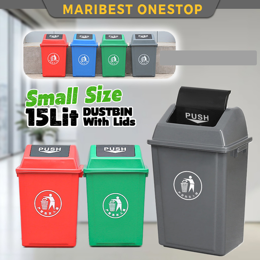 15 Liter Swing Top Dustbin Garbage Bin Flip Top Trash Can Recycle