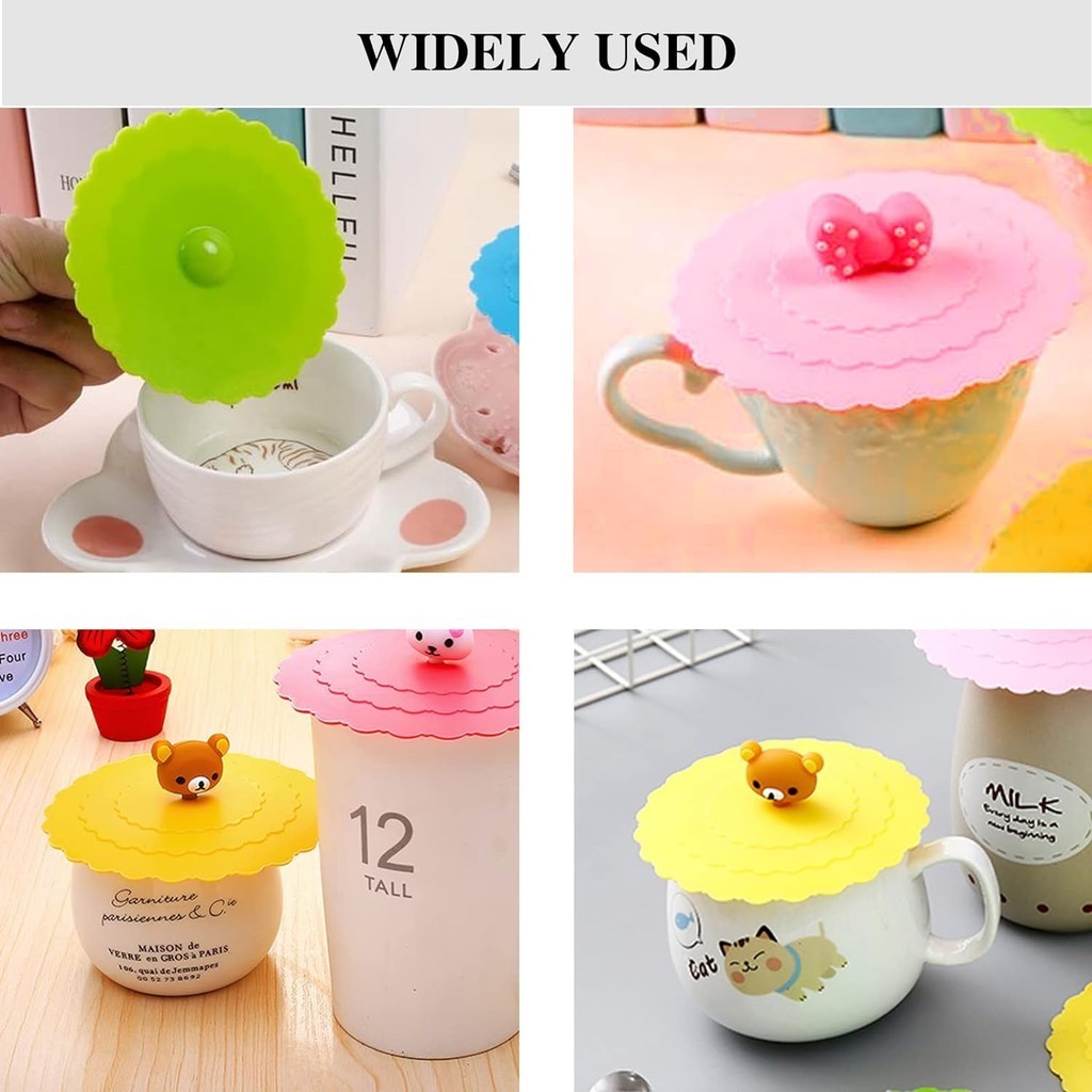 Silicone Cup Cover Lid Heat-resistant Leak Proof Glass Cup Covers ...