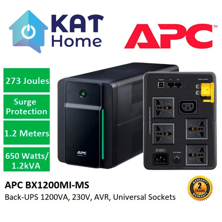 APC UPS BX1200MI-MS 1200VA, 230V BACK UPS AVR UNIVERSAL SOCKET WITH ...