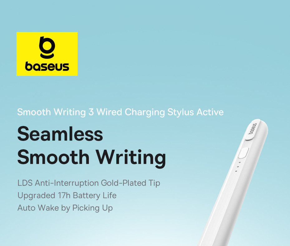 Baseus Smooth Writing 3 Wired Charging Stylus 17h Extended Battery ...