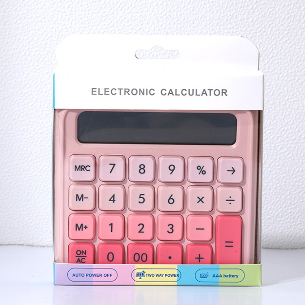 12 Digits Solar Calculator Colorful Large Display School Office