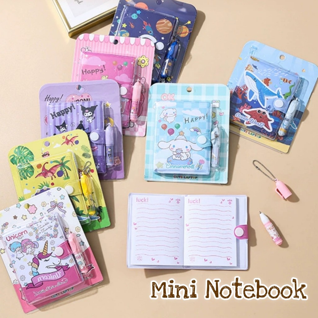 Mini Notebook Pocket Notepad With Ballpoint Pen Cartoon Diary ...