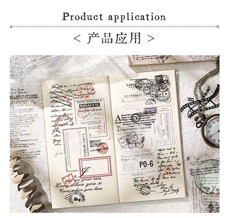 Journamm 20psc Retro English Stickers PET Sticker Package DIY Diary ...