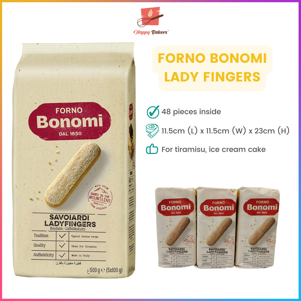 Bonomi Sponge Lady Finger For Tiramisu Ice Cream Cake Halal 400g