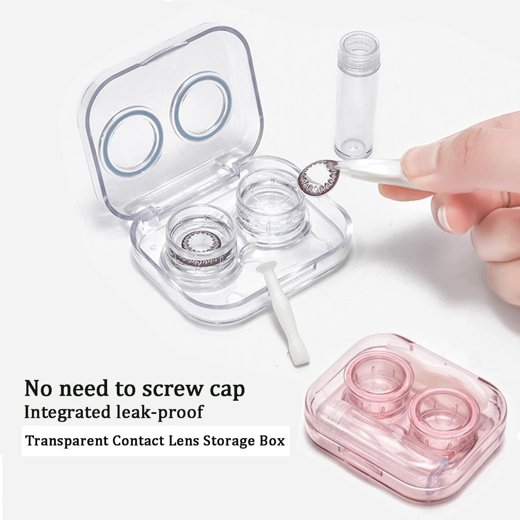 4 IN 1 Contact Lens Case Mini Clear Storage With Tweezers Stick ...