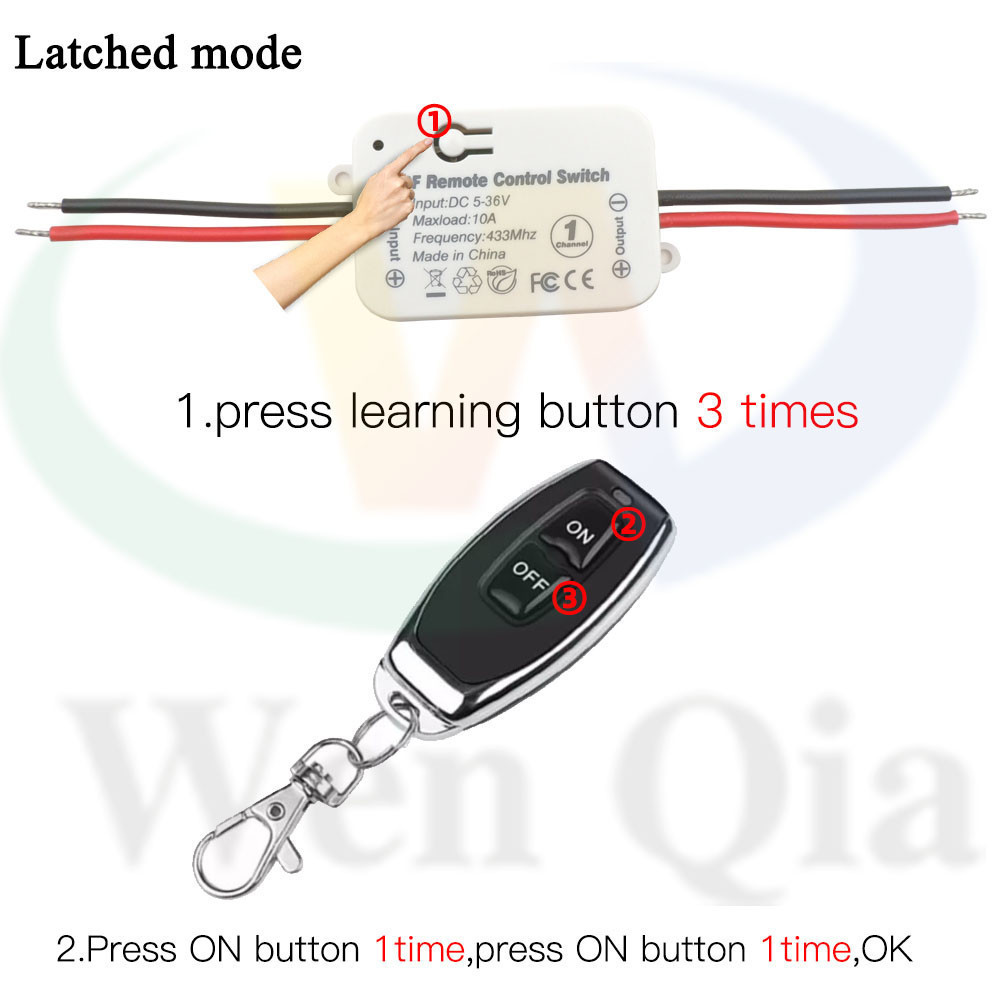 6V 12V 24V Wireless Remote Control Switch 433MHz Light Switch 10A Relay ...